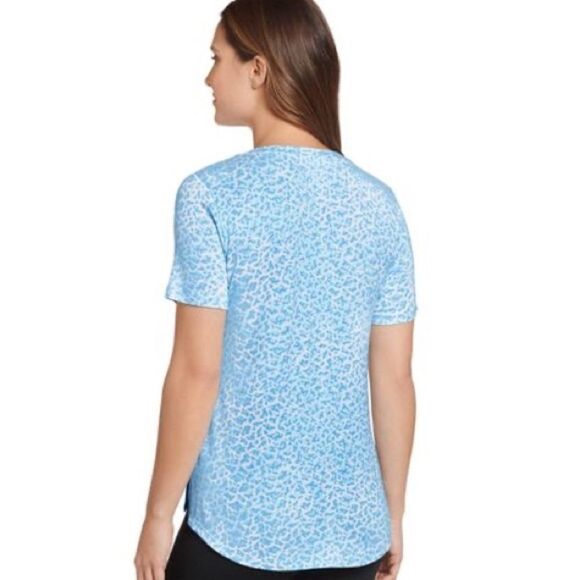 Jockey Stretch Knit V-Neck Tee with Side Slits Layered Animal Print M NWT IN PKG - Picture 2 of 5